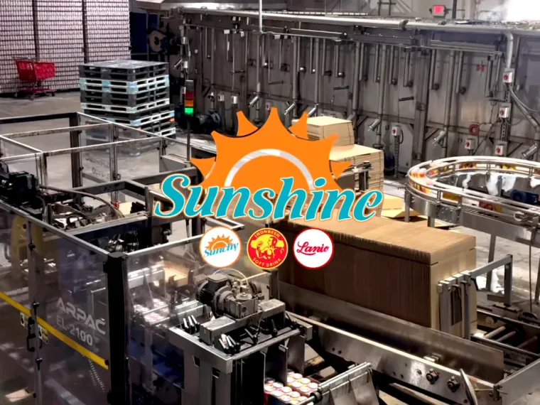 The Sunshine, Sunchy, Ironbeer and Lanio board above the filling line